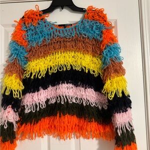 Colorful Striped Fringe Sweater